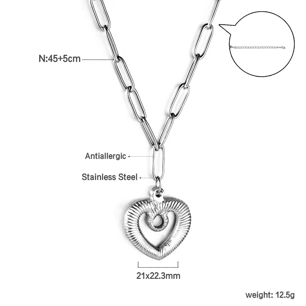 ASONSTEEL Heart Pendant Necklace | Romantic Gold Stainless Steel Choker for Women