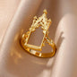 Vintage Ancient Greek Arethusa Goddess Coin Rings For Women Imitation Pearl Zircon Moon Stainless Steel Ring Fashion Jewelry