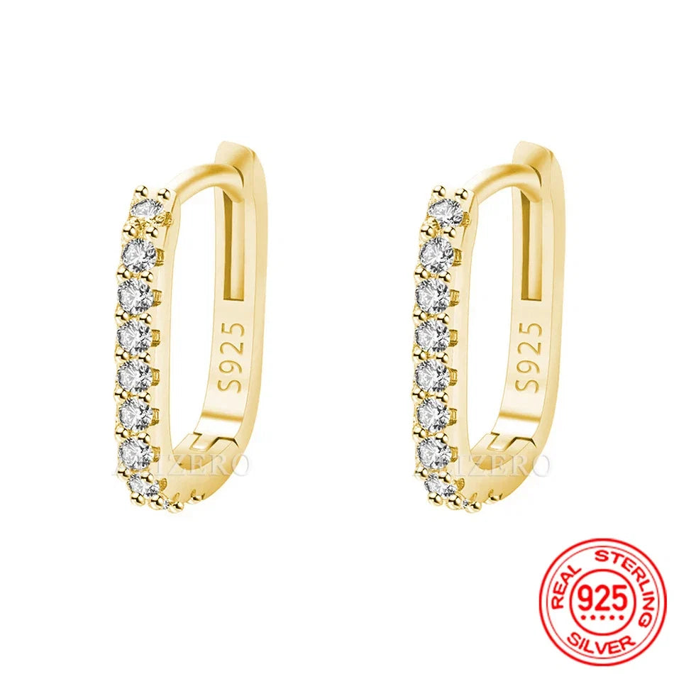 High-quality 925 Sterling Silver Crystal Fashion Circle Hoop Earrings for Woman Wedding Party Gift Street Versatile Jewelry