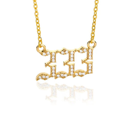 111 222 333 444 555 666 777 888 999 Necklaces For Women Gold Color Stainless Steel Zircon Angel Number Pendant Necklace Jewelry