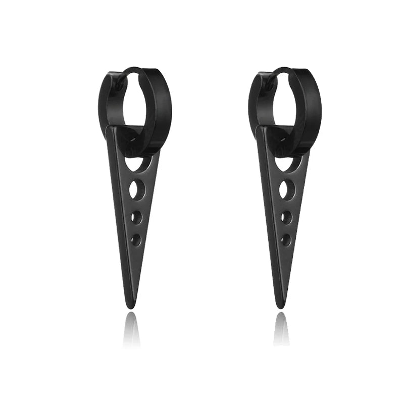Vintage Punk Stainless Steel Stud Earrings for Men Women | 1 Pair Black Earrings Set