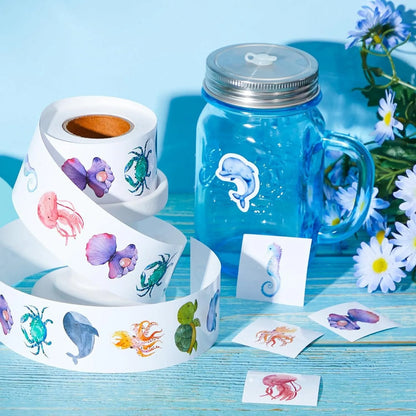 100-500 Animal Stickers Roll | Small Decorative Labels for Photocards and Gifts