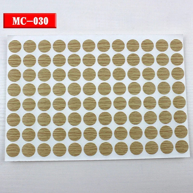 96Pcs 15mm Wood Furniture Screw Cap Covers | Self-Adhesive Hole Stickers for Desk Cabinets