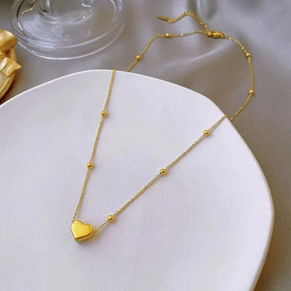 Stainless Steel Simple Fashion Heart Clavicle Chain Necklace For Women Elegant Romantic Choker Pendant Necklaces Jewelr