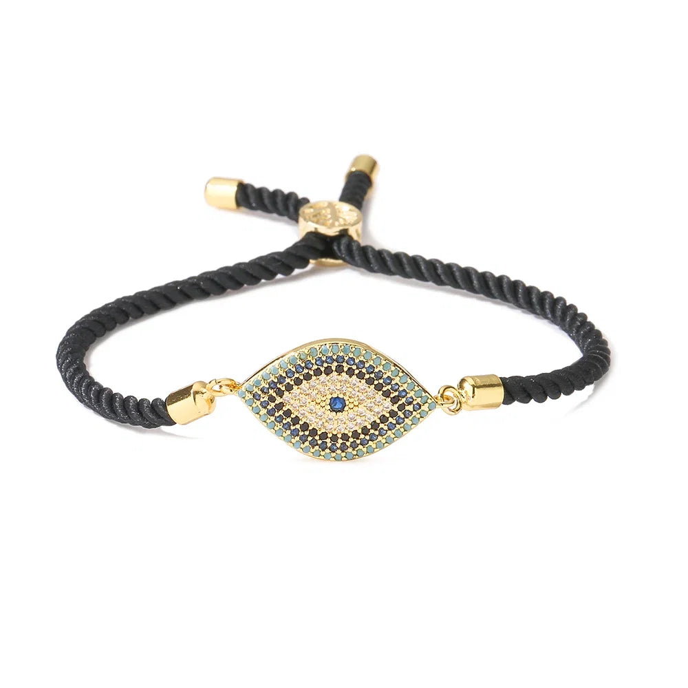NEWBUY 2026 Trendy Turkish Gold Color Evil Eye Bracelet Adjustable AAA CZ Pave Setting Female Luckry Party Jewelry Gift