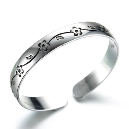 925 Sterling Silver Flower Open Bracelet For Women Luxury Quality Jewelry Wholesale   Jewellery