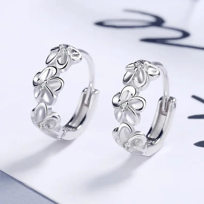 925 Sterling Silver Hoop Earrings With Sweet Flower Design Great For Everyday Wear Holidays And Gifts Vintage Bohemian Style