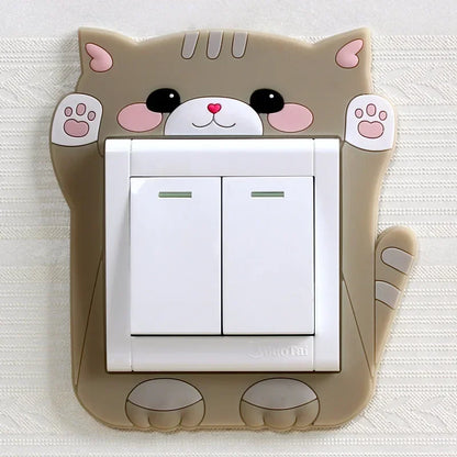 Luminous Silicone Switch Cover | Kawaii Cartoon Animal 3D Sticker for Kids Room