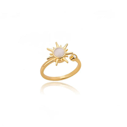 Zircon Flower Shaped Rings For Women Stainless Steel Open Ring Fashion Korean New Wedding Jewerly Gift