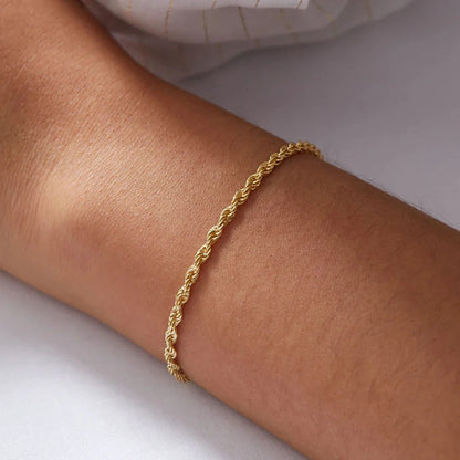 Twisted Rope Chian Bracelet for Woman Hip Hop Punk Gold Color Stainless Steel Gold Color Necklace Fashion Jewelry Gift