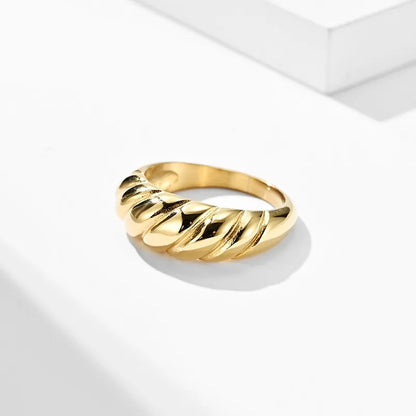 Stainless Steel Twist Bread Design Ring Wedding Band for Men Women Size 4-12