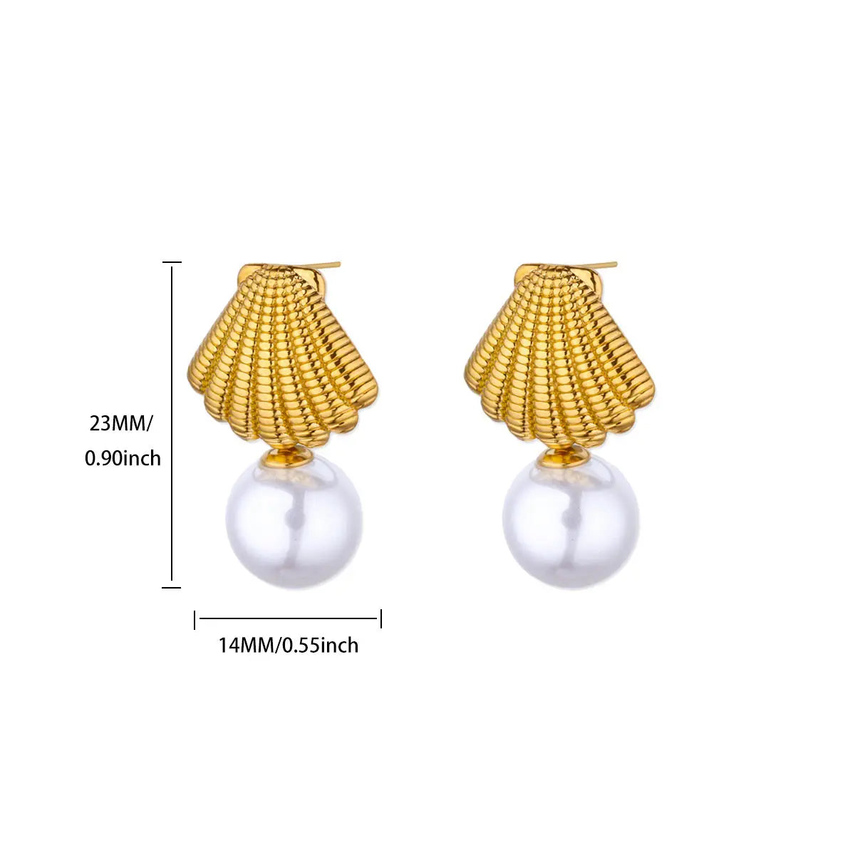 Elegant Imitation Pearl Earrings for Women Stainless Steel Heart Butterfly Shell Drop Earrings Luxury Aesthetic Jewelry Gift
