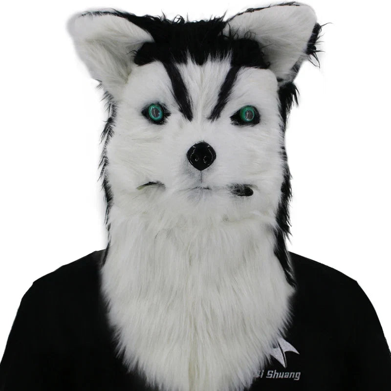 Movable Mouth Fox Mask Halloween Costume Cosplay Party Mouth Mover Wolf Masks Animal Panda Husky Orangutan Artificial Fur Mask