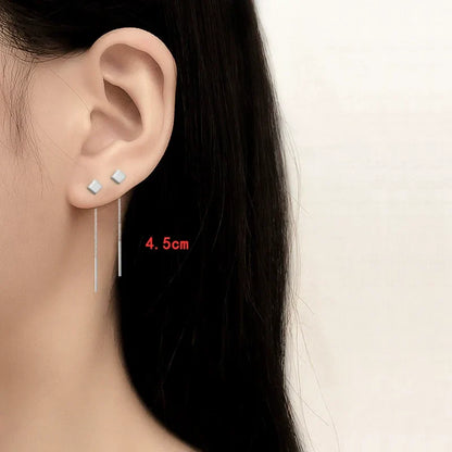 Ventfille 925 Sterling Silver Star Drop Earrings for Women | Simple Tassel Chain Office Jewelry