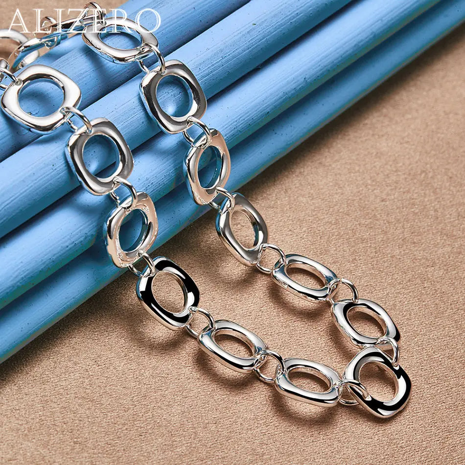 ALIZERO 925 Sterling Silver Necklace 20 inch Squares Chain Necklaces For Women Men Fashion Wedding Party Jewelry Gifts