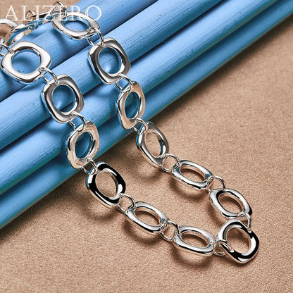 ALIZERO 925 Sterling Silver Necklace 20 inch Squares Chain Necklaces For Women Men Fashion Wedding Party Jewelry Gifts
