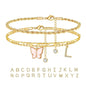 2Pcs Stainless Steel Initial Anklet Set For Women 26 Letter Acrylic Butterfly Charm Chain On Foot Summer Ankle Bracelet Jewelry