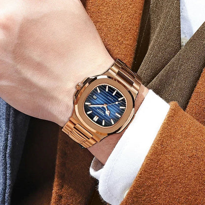 New Switzerland Man Casual Rose Gold Clock Men Luxury Watch Automatic Watches Mens Fashion Quartz Wristwatches Tudo Por 1 Real