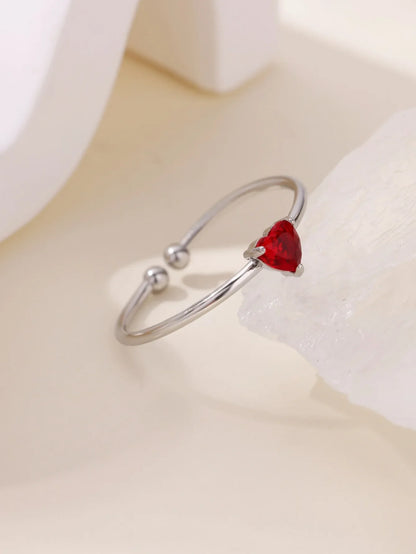 Fashion Zircon Heart Birthstone Rings For Women Stainless Steel Gold Color Birthstone Ring  Aesthetic Wedding Jewelry Gift