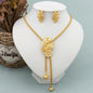 New Fashion Gold Plated Jewelry Set Pendant Dubai Italy Necklace Drop Earrings for Women Adjustable Chain Party Bohemia Jewelry
