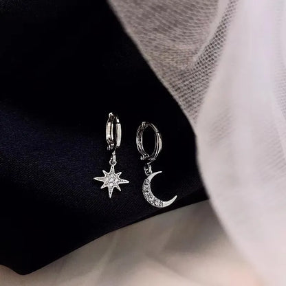 Ventfille 925 Sterling Silver Star Drop Earrings for Women | Simple Tassel Chain Office Jewelry