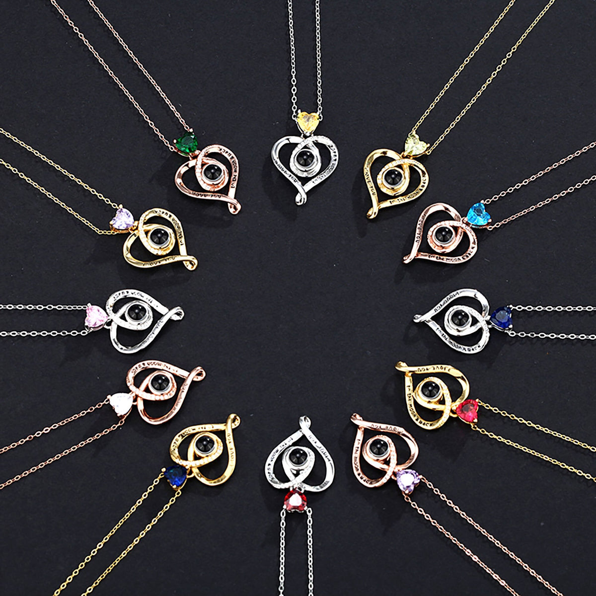Love with customizable photosProjection Necklace Pendant Jewelry For Lover Girlfriend