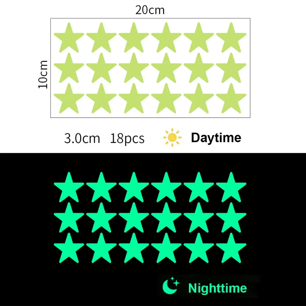 Glow In The Dark 3D Stars Moon Wall Stickers | Creative Luminous Room Decor