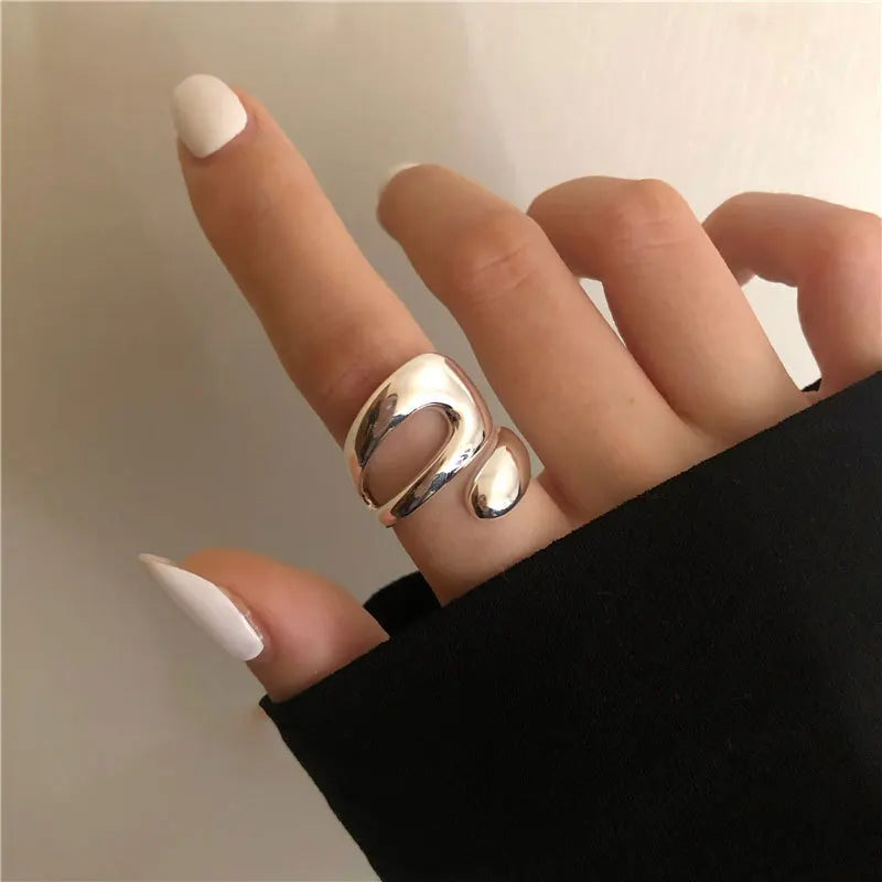 VENTFILLE 925 Sterling Silver Geometric Multilayer Round Bead Ring | Fashion Punk Temperament Jewelry