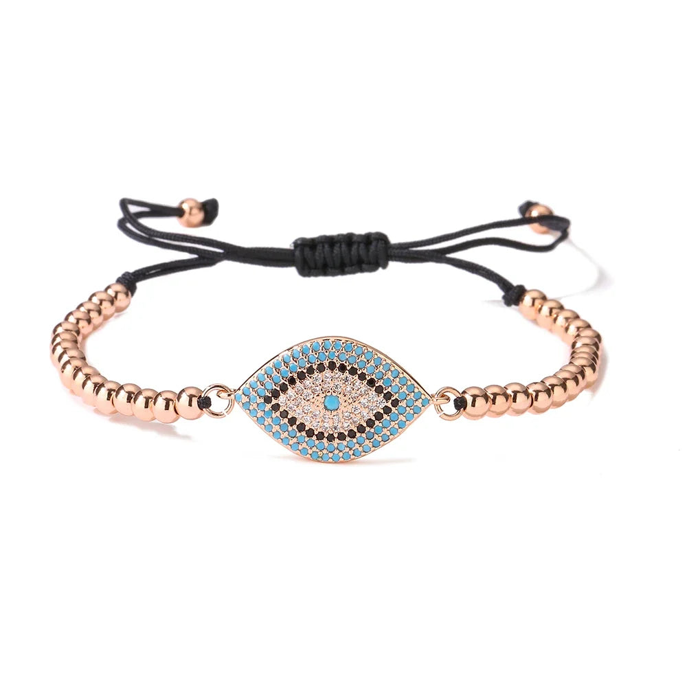 NEWBUY 2026 Trendy Turkish Gold Color Evil Eye Bracelet Adjustable AAA CZ Pave Setting Female Luckry Party Jewelry Gift
