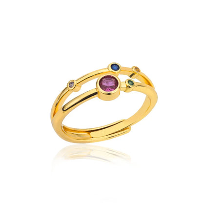 Zircon Flower Shaped Rings For Women Stainless Steel Open Ring Fashion Korean New Wedding Jewerly Gift