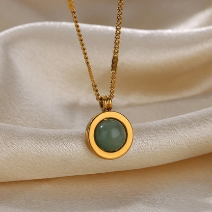 Stainless Steel Sun Sunflower Pendant Necklace For Women Gold Color Round Charm Clavicle Chain Necklaces Fashion Jewelry Gift