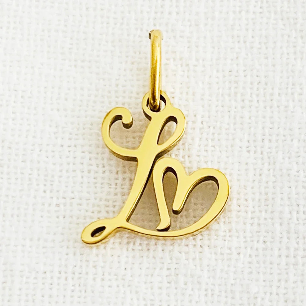 SUNIBI Heart Art Initial Alphabet Pendant DIY Name Customized Birthday Gift Stainless Steel Women Fashion Jewelry A-Z Wholesale