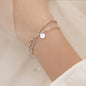 s925 Sterling Silver Double Layers Simple Bracelet for Women Temperament Elegant Sweet Link Chain Bracelet Jewelry