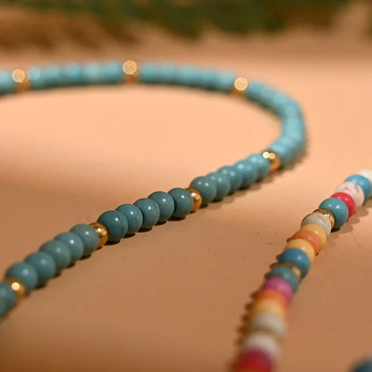 4mm Colorful Stone Choker Necklace for Women | Round Evil Charm Pendant