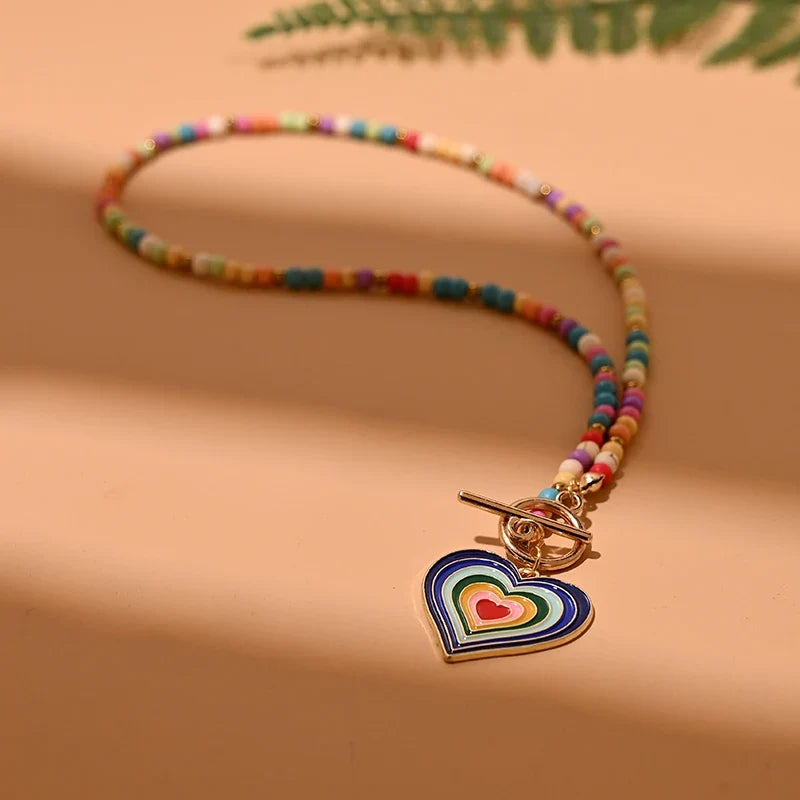 4mm Colorful Stone Choker Necklace for Women | Round Evil Charm Pendant