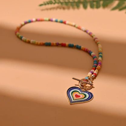 4mm Colorful Stone Choker Necklace for Women | Round Evil Charm Pendant