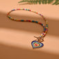 4mm Colorful Stone Choker Necklace for Women | Round Evil Charm Pendant