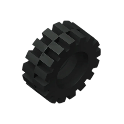 Gobricks GDS-1071 Tire 15mm D. x 6mm Offset Tread Small | Compatible Building Block Wheel
