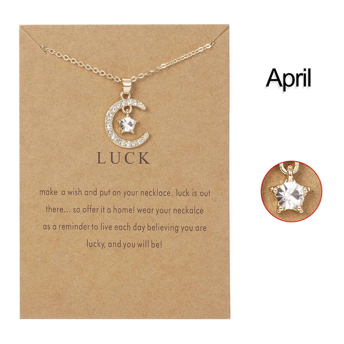 Fashion Moon Star Necklaces For Women 12 Months Crystal Birthstone Pendant Chain Men Trendy Birthday Party Jewelry Gift