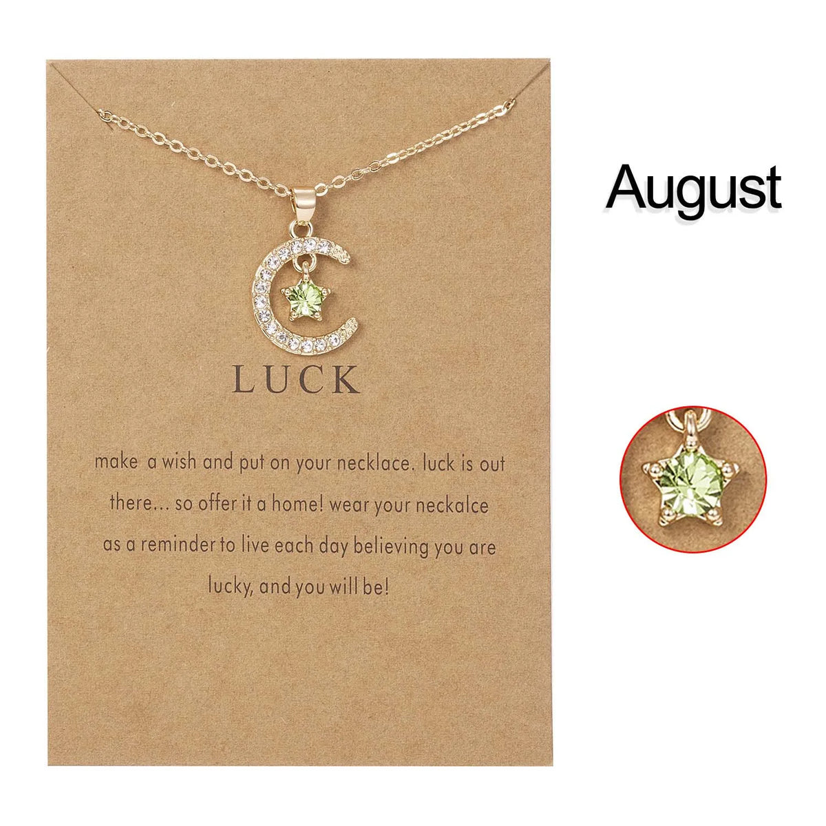 Fashion Moon Star Necklaces For Women 12 Months Crystal Birthstone Pendant Chain Men Trendy Birthday Party Jewelry Gift