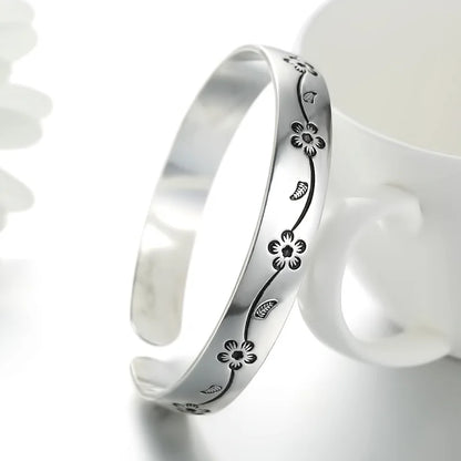 925 Sterling Silver Flower Open Bracelet For Women Luxury Quality Jewelry Wholesale   Jewellery