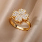 Anillos Gold Color Cubic Zirconia Chic Rings For Women 2025 Punk Elegant Wedding Party Aesthetic Stainless Steel Ring Jewelry