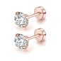 Stainless Steel Cubic Zirconia Stud Earrings | Screw-Back CZ Earrings for Women and Men