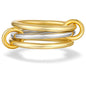 A Niche Two-Color Four-Ring Copper Jewelry Ring, Hypoallergenic, Ins Style, Stacking Artifact, Suitable For Young Women