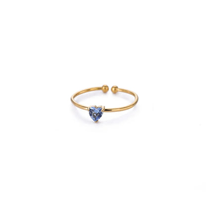 Fashion Zircon Heart Birthstone Rings For Women Stainless Steel Gold Color Birthstone Ring  Aesthetic Wedding Jewelry Gift