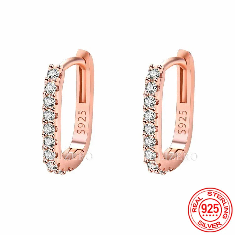 High-quality 925 Sterling Silver Crystal Fashion Circle Hoop Earrings for Woman Wedding Party Gift Street Versatile Jewelry