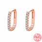 High-quality 925 Sterling Silver Crystal Fashion Circle Hoop Earrings for Woman Wedding Party Gift Street Versatile Jewelry