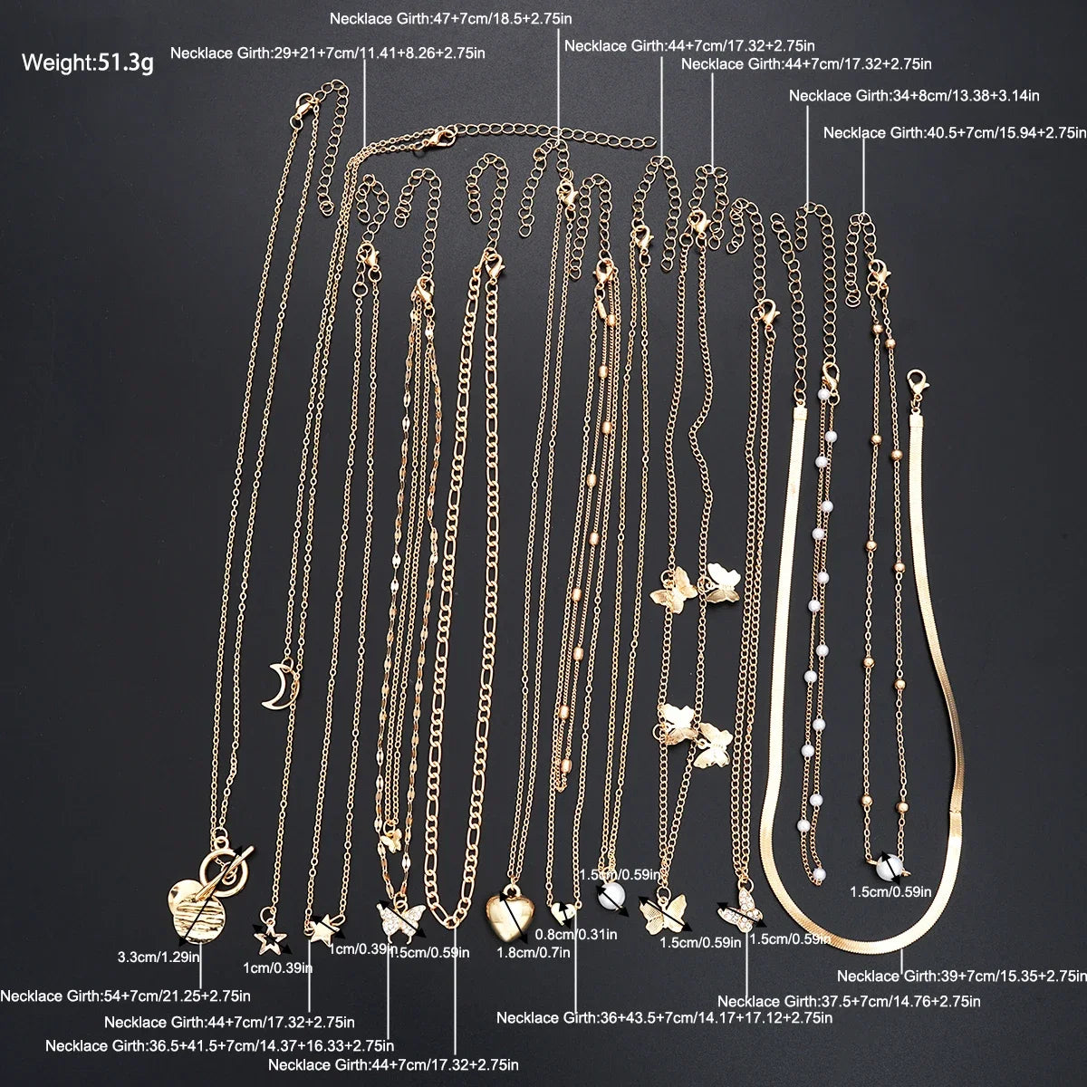 Simple Stackable Necklaces Set for Women Fashion Butterfly Heart Star Pearl Moon Pendant Necklaces Boho Jewelry Gifts 2025