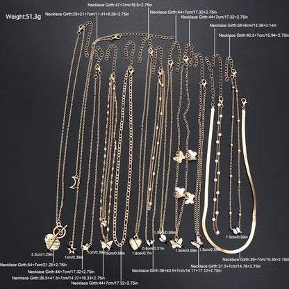 Simple Stackable Necklaces Set for Women Fashion Butterfly Heart Star Pearl Moon Pendant Necklaces Boho Jewelry Gifts 2025