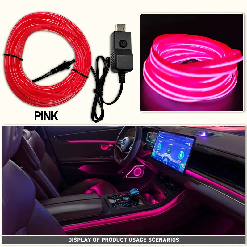 Car Interior EL Wire Neon Strips | Flexible LED Atmosphere Lamp